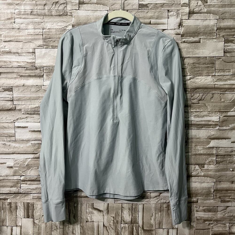 Under Armour 1/4 Zip Mens Sz XL Gray Fitted Heatgear Run Performance Wear Acme
